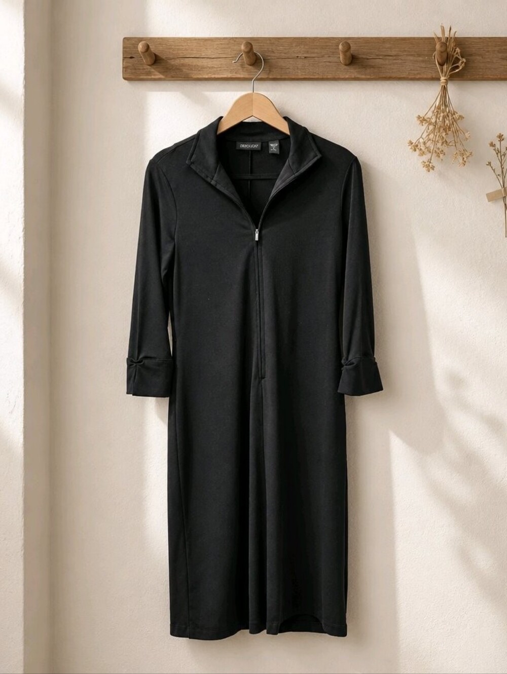 Ideology Black Zip-Front Dress Size Medium Sporty